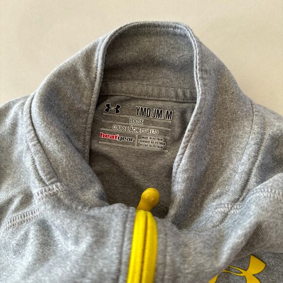 Under Armour Youth medium Gray & Yellow Pullover Top 1/4 zip - Picture 4 of 4